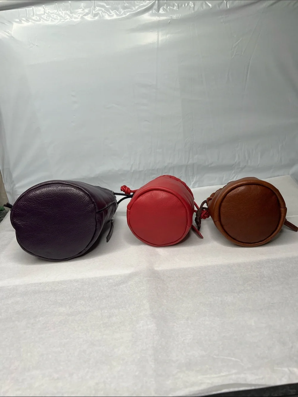 Kaehler Leather Set of 3 Multicolor Travel Cinch Bags